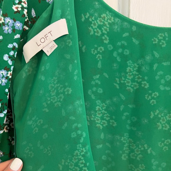 LOFT Green Flower Midi Dress - Picture 3 of 7
